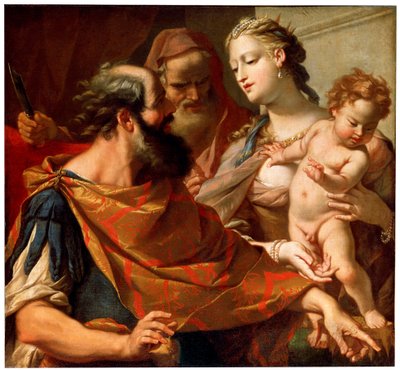 El niño Moisés pisoteando la corona del faraón de Sebastiano Ricci