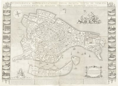 Representación Iconográfica de la Ilustre Ciudad de Venecia de Sebastiano Ricci, Lodovico Ughi, Giovanni Antonio Faldoni for the map, with Francesco Zucchi