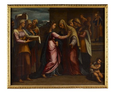 La Visitación (óleo sobre lienzo) de Sebastiano del (c.1485-1547) (after) Piombo