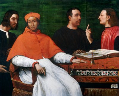 Cardenal Bandinello Sauli, Su Secretario y Dos Geógrafos, 1516 de Sebastiano del Piombo