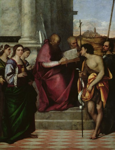 San Juan Crisóstomo con SS. Pablo, Liberal, Juan el Bautista, Cecilia, Catalina y María Magdalena, 1509 de Sebastiano del Piombo