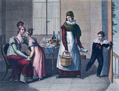 La partida para la escuela, principios del siglo XIX de Sebastien (after) Coeure