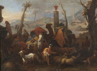 El Viaje de Jacob y la Columna de Betel, c.1640 de Sébastien Bourdon