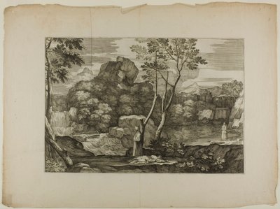 Paisaje con un hombre muerto y dos sacerdotes de Sébastien Bourdon
