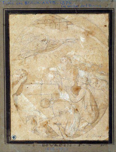 La salida del Arca de Noé (dibujo) de Sébastien Bourdon
