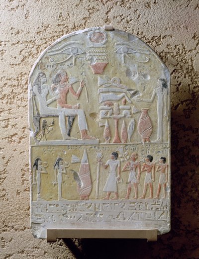 Estela funeraria de Tembu (caliza pintada) de Second Intermediate Period Egyptian