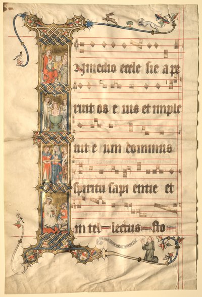 Hoja del Gradual de Wettinger: Inicial Historiada I de Second Master of the Wettinger Gradual