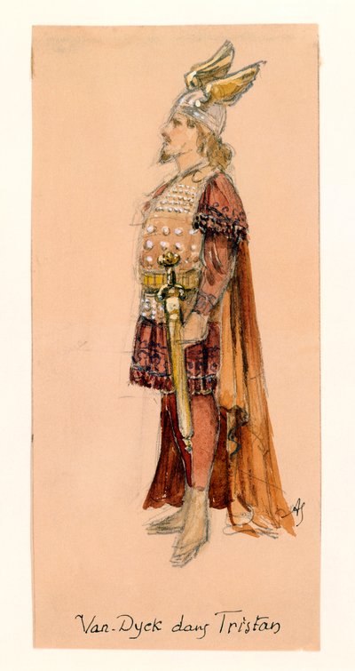 Francia, París, Boceto del vestuario de Tristán en Tristán e Isolda de Richard Wagner para su representación en el Palais Garnier de París de Segaud Segaud