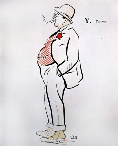 Caricatura de americano en “Alphabet de Sem” (1863 - 1934), Y como Yankee, s.f., siglo XX de Sem