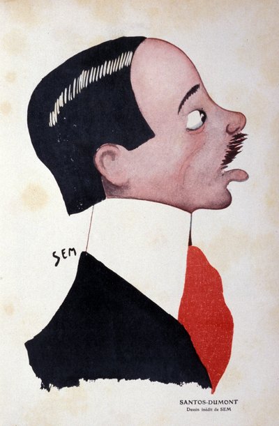 Retrato de Alberto Santos-Dumont (1873 - 1932), ingeniero y aeronauta brasileño por Sem (1863 - 1934). de Sem