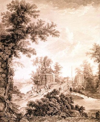 Vista del Obelisco Connetable en Gatchina, grabado por Ivan Dmitrievich Telegin, c.1800 de Semen Fedorovich Shchedrin