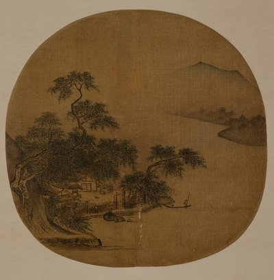 Riverside Retreat, c.1250 (tinta y color sobre seda) de Sen Xia