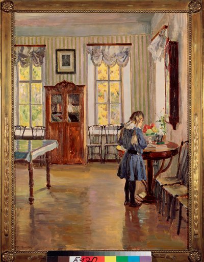 En una casa - Pintura de Sergei Arsenyevich Vinogradov (1869-1938), óleo sobre lienzo de Sergei Arsenevich Vinogradov