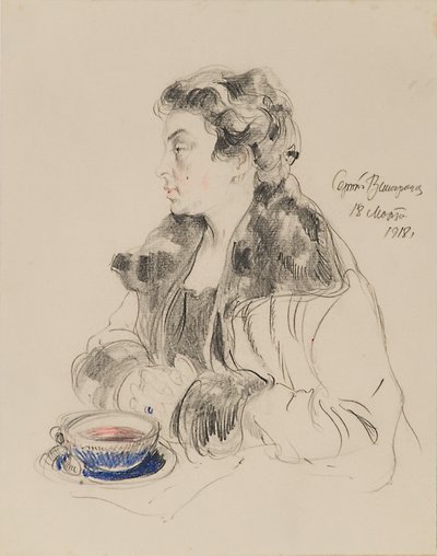 Retrato de Jevdokia Sergeyevna Morozova 1885-1959, 1918 de Sergei Arsenevich Vinogradov