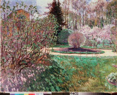 Un jardín, primavera - Pintura de Sergei Arsenyevich Vinogradov (1869-1938), óleo sobre lienzo de Sergei Arsenevich Vinogradov