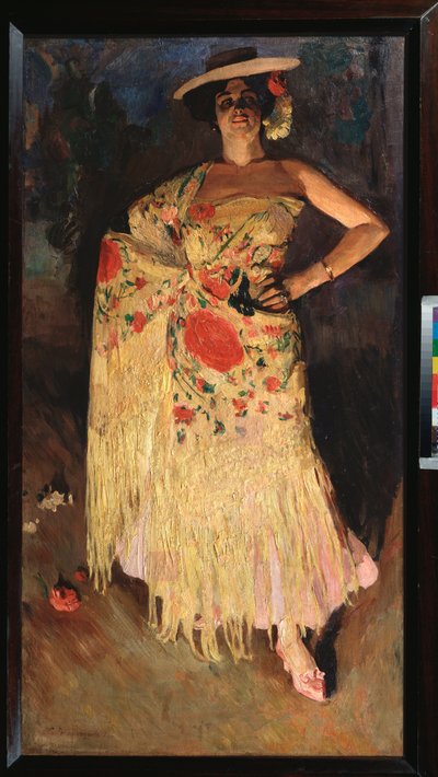 Una bailarina - Pintura de Sergei Arsenyevich Vinogradov (1869-1938), óleo sobre lienzo de Sergei Arsenevich Vinogradov
