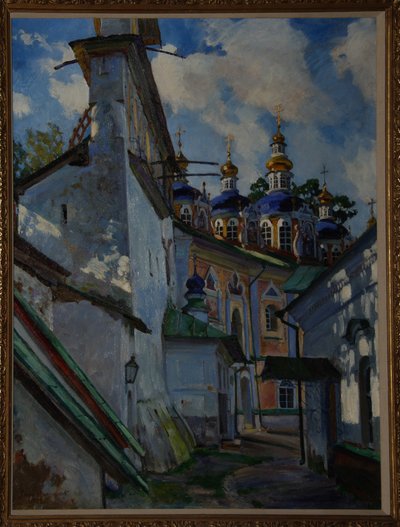 Vista del Monasterio Pskovo-Pechersky, 1928 de Sergei Arsenevich Vinogradov