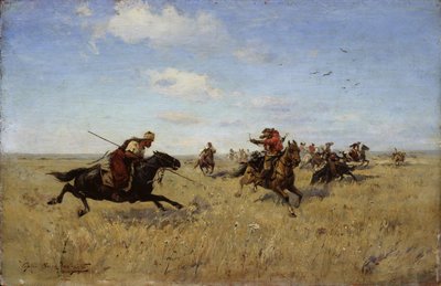 Lucha entre cosacos del Dniéper y tártaros de Sergei Ivanovich Vasilkovsky