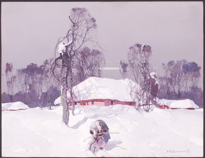 Anciana recogiendo leña en la nieve de Sergei Kolesnikoff