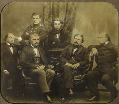 Sovremennik: Iván Goncharov, Iván Turguénev, León Tolstói, Dmitri Grigoróvich, Alexander Druzhinin de Sergei Lvovich Levitsky