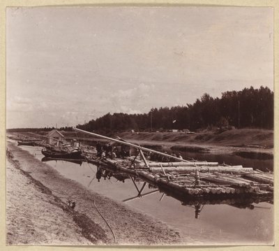 Balsas de troncos, Vía Fluvial Volga-Báltico, Rusia de Sergei Mikhailovich Prokudin Gorskii