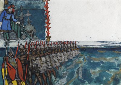 Ilustración para el cuento de hadas del Zar Saltán de A. Pushkin de Sergei Vasilievich Malyutin