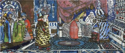 Ilustración para el cuento de hadas del Zar Saltán por A. Pushkin de Sergei Vasilievich Malyutin