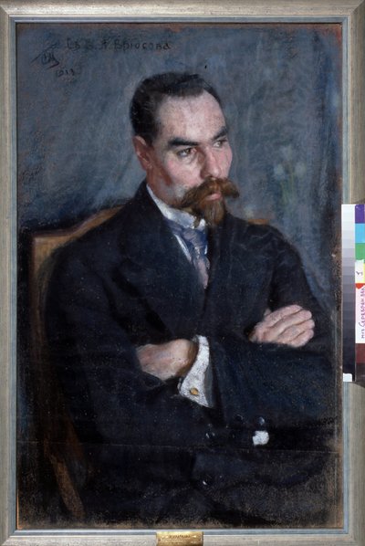 Portrait du poete Valeri Iakovlevitch Brioussov (1873-1924) (Retrato del poeta Valery Bryusov). Oeuvre Sergei Vasilyevich Malyutin (Serguei Malioutine) (1859-1937), pastel sobre papel de Sergei Vasilievich Malyutin