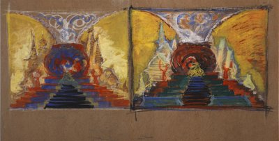 Diseño de Escenario para la Ópera El Gallo de Oro de N. Rimsky-Korsakov de Sergei Vasilievich Malyutin