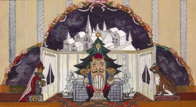 Diseño de escenario para el ballet El Cascanueces de P. Tchaikovsky de Sergei Yurievich Sudeykin