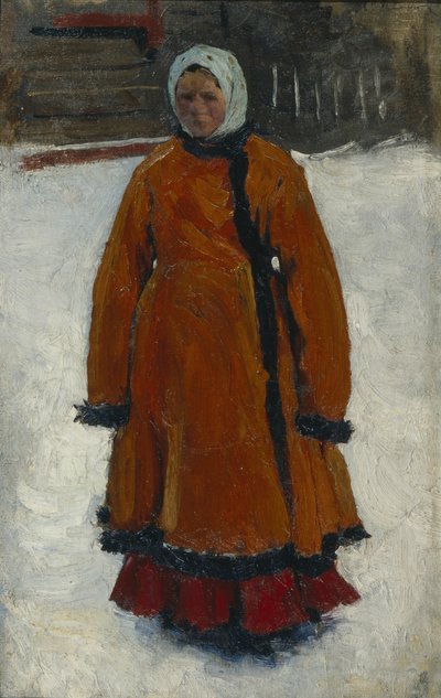 La chica con el abrigo de piel roja, 1903-1906 de Sergej Vasilevic Ivanov