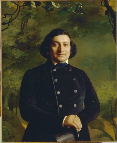 Retrato del cantante de ópera Osip Afanasievich Petrov (1806-1878). Pintura de Sergey (Sergei, Sergei) Konstantinovich Zaryanko (Zarianko) (1818-1870), óleo sobre lienzo de Sergey Konstantinovich Zaryanko
