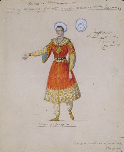 Diseño de vestuario para el ballet Tsarina Syuyumbeki por A. Blanche, 1832 de Serkov