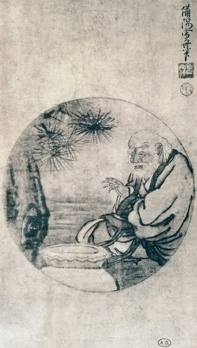 Retrato de Lao-Tzu, filósofo chino del siglo VI a.C., dibujo de Sesshu Toyo (1420-1506), civilización japonesa, período Muromachi de Sesshû Tôyô
