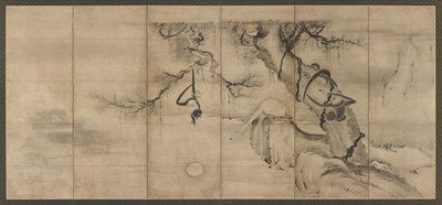 Monos y Árboles en una Ribera, período Momoyama de Sesson Shukei