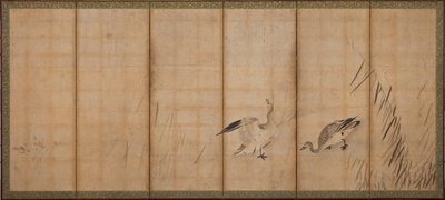 Dos gansos y hierbas, período Muromachi, mediados-finales del siglo XVI de Sesson Shukei