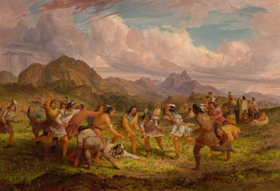 Juego de pelota entre los indios Sioux, 1851 de Seth Eastman