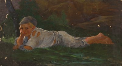 Niño tumbado en el suelo de Severin Falkman