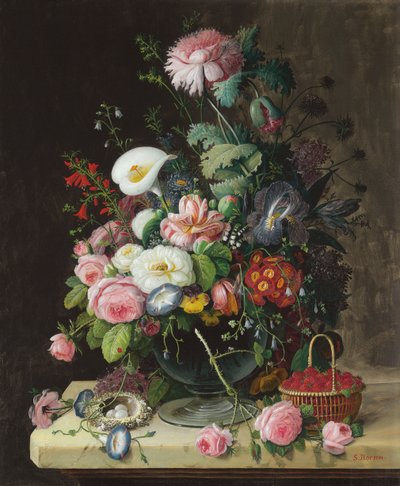 Naturaleza muerta, jarrón de flores de Severin Roesen