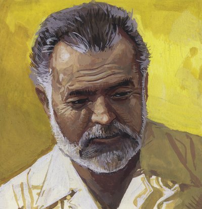 Ernest Hemingway (gouache sobre papel) de Severino Baraldi