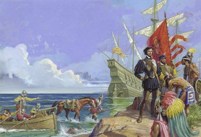 Hernando Cortés llega al Nuevo Mundo de Severino Baraldi