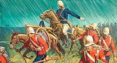 Lord Chelmsford y sus hombres en las guerras zulúes de Severino Baraldi