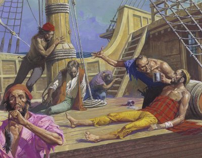 Los marineros de Magallanes en el viaje a través del Pacífico de Severino Baraldi