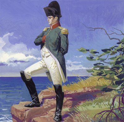 Napoleón en el exilio en la isla de Santa Elena (gouache sobre papel) de Severino Baraldi