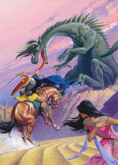 San Jorge y el dragón (gouache sobre papel) de Severino Baraldi