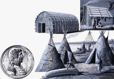 Las casas de los distintos tipos de indios americanos (gouache sobre papel) de Severino Baraldi