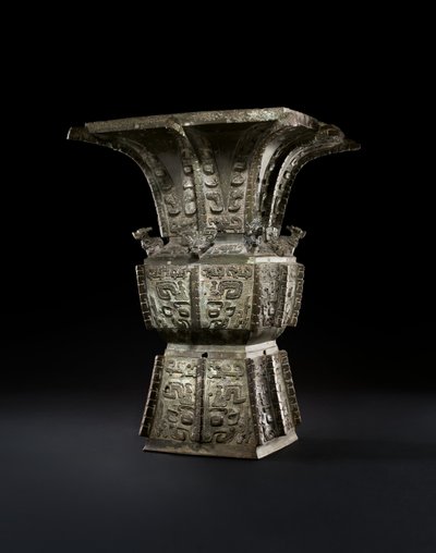Vasija ritual de vino, Fangzun de Shang Dynasty Chinese School