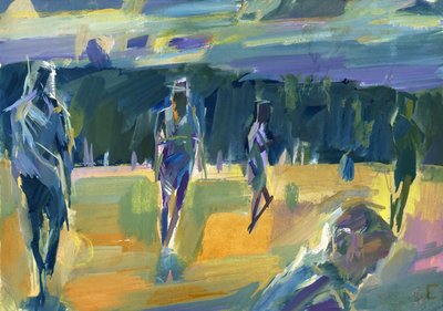 Tarde en el parque, 2024 (gouache sobre papel) de Shaun Carey