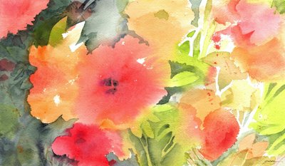 Un jardín lleno de colorido en acuarela de Sheila Golden