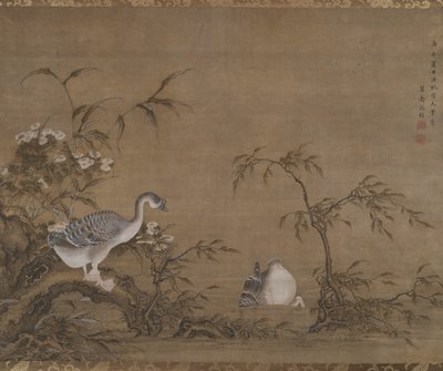 Gansos en la orilla del río de Shen Kai